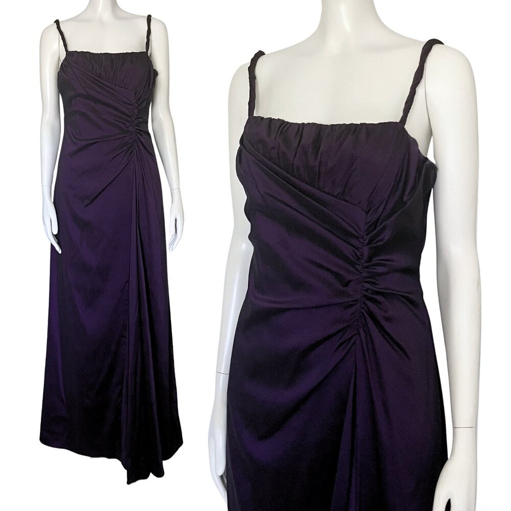 Vintage Y2K Purple Black Whimsigoth Prom Dress. Small 6. Gothic Formal Ruched